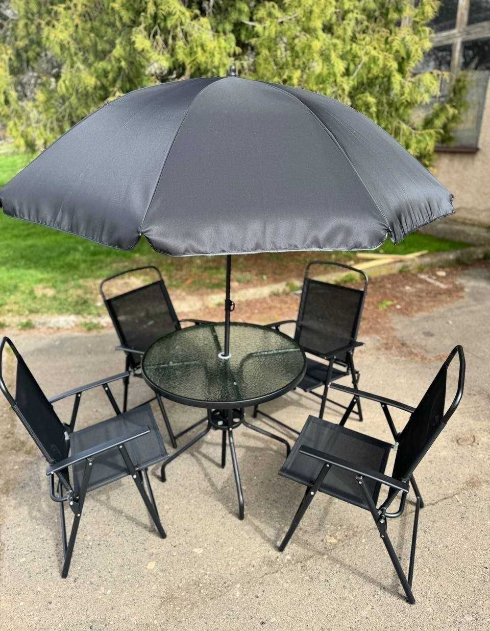 Мебель для сада комплект стол стулья зонт садові меблі