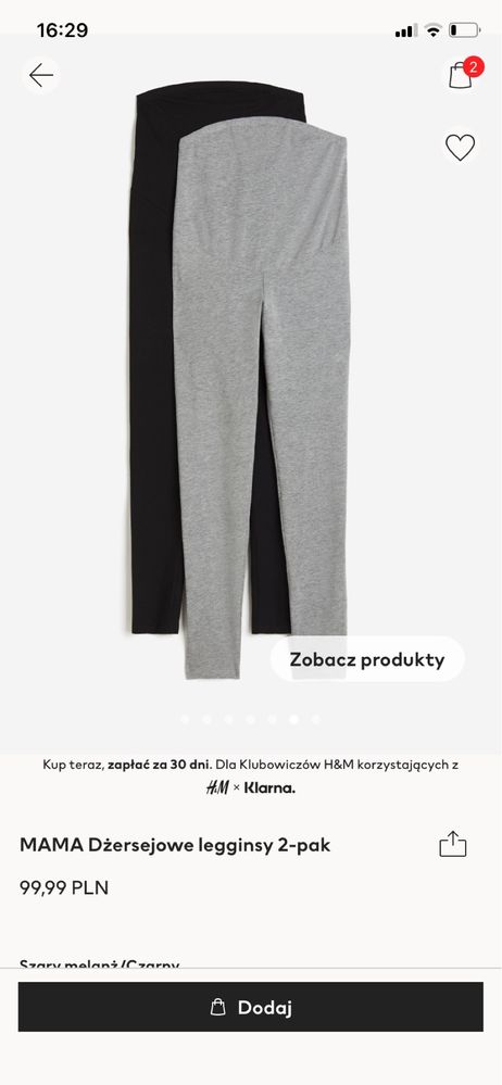 Legginsy 2 szt ciążowe mama hm rozmiar M