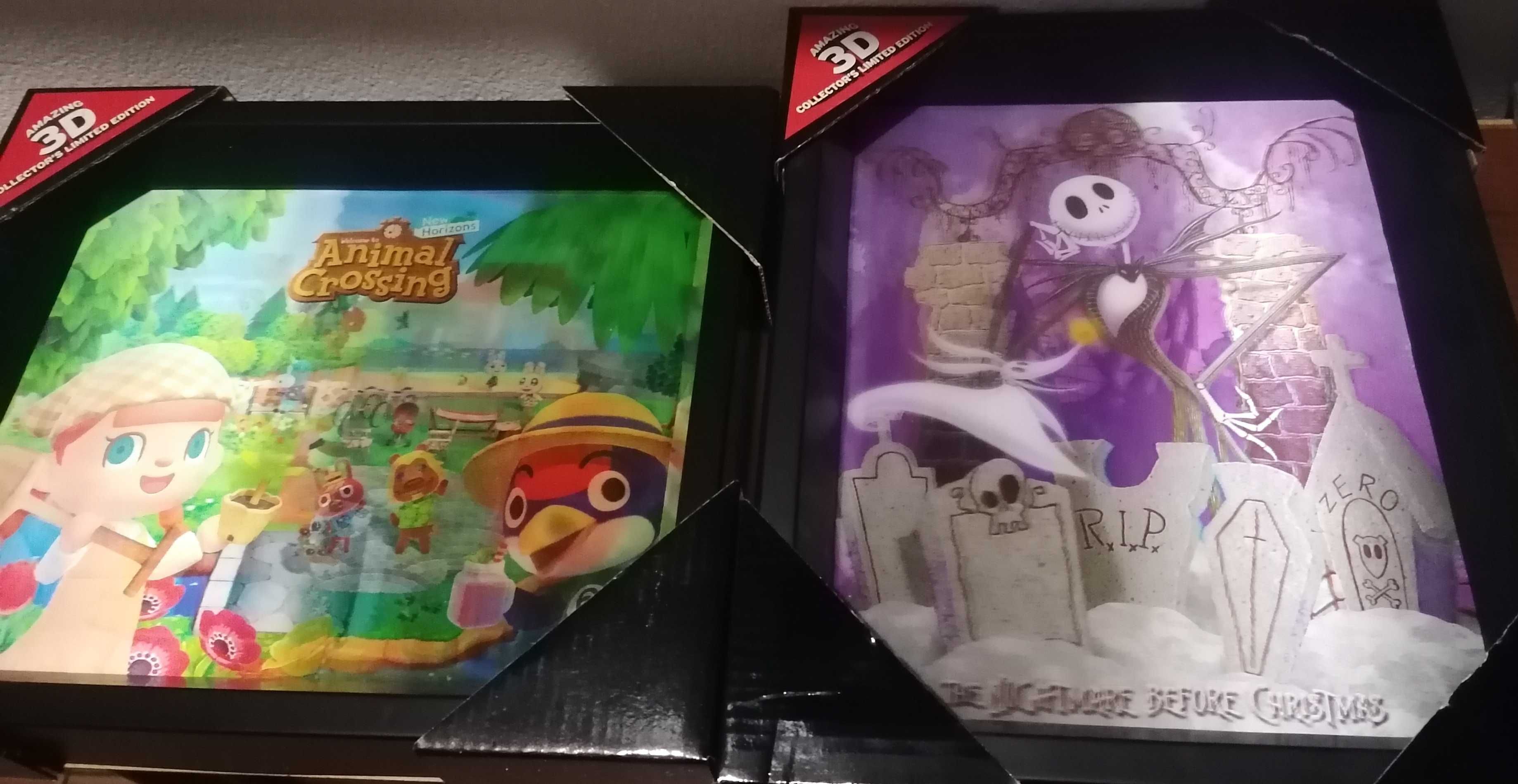 Quadros 3D Holográficos: Animal Crossing + Nightmare Before Christmas