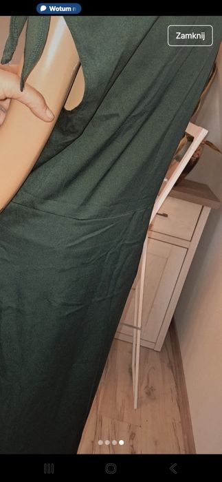 Sukienka zielona satynowa asymetryczna