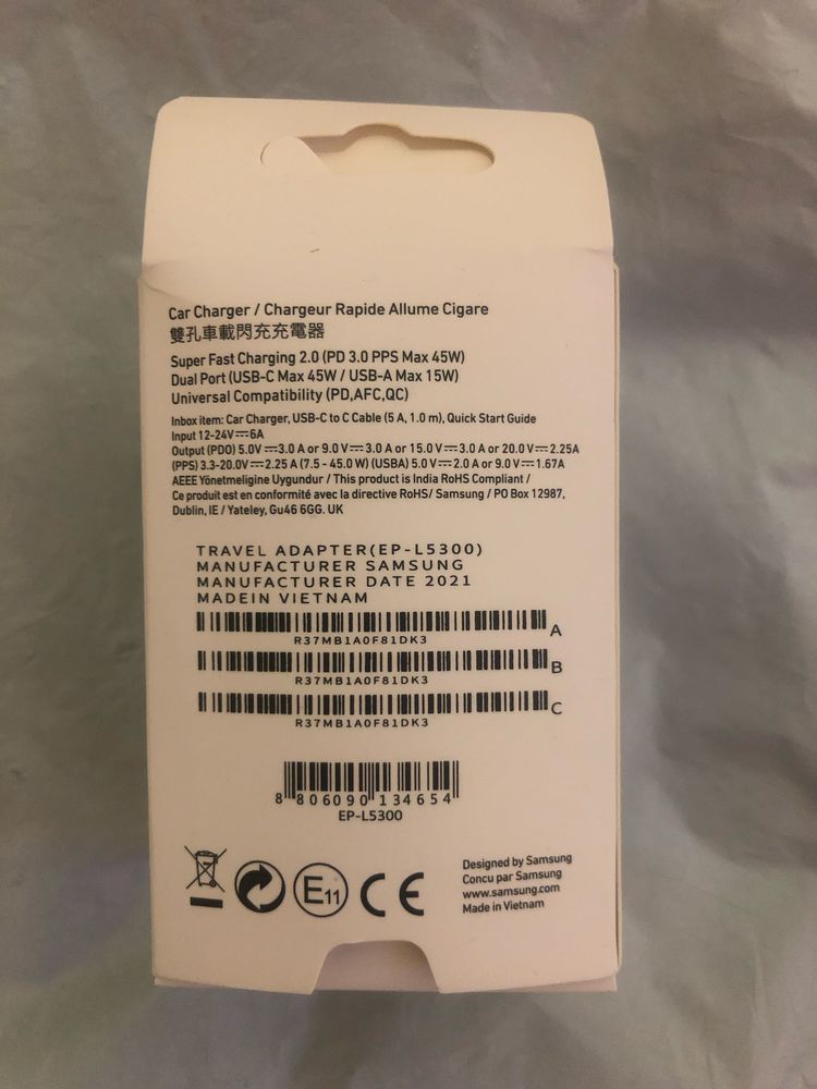 Oryginalna ładowarka Samsung samochodowa 60w 2xusb z kablem