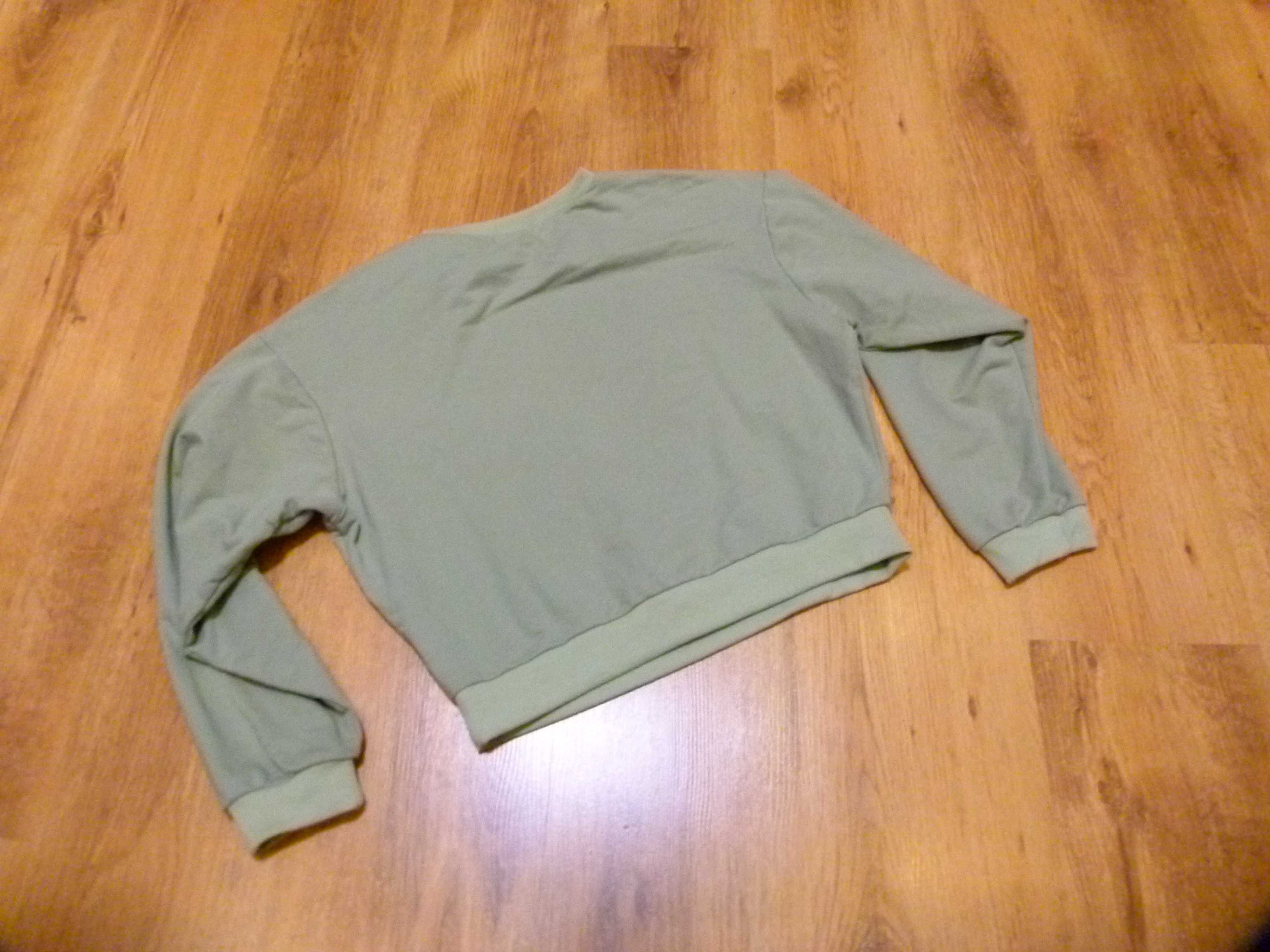 Shein bluza seledynowa blada krótsza z nadrukiem rozm 36 S