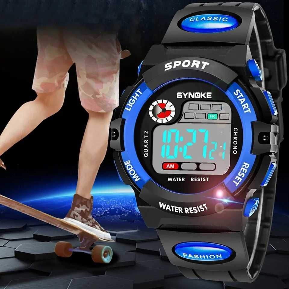 Zegarek elektroniczny cyfrowy Synoke niebieski czarny stoper sportowy