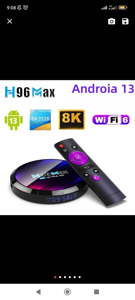 Box tv h96max nova 8k 4gb/64gb