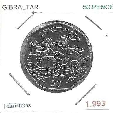 Gibraltar - - - 50 Pence - 1993 - - - Christmas - - - Moeda