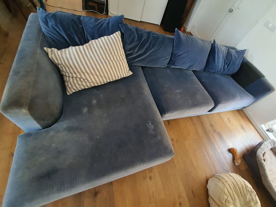 Vendo sofá azul 3m - Negociável! Para sair rápido!