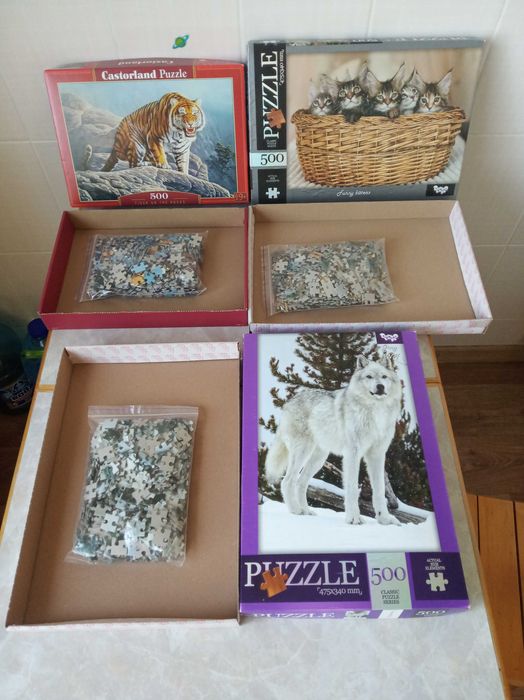 Недорого! Пазлы 500шт животные: котята, тигр, волк; набор 3шт.