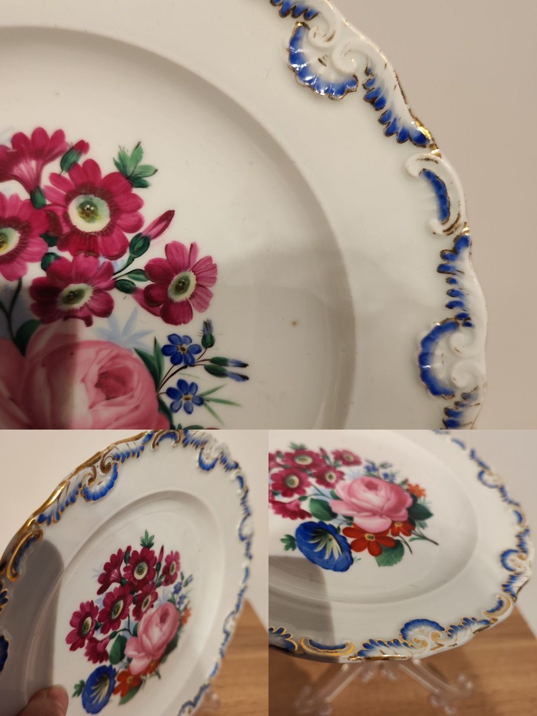 Miśnia Meissen talerz dziewiętnasty wiek kolekcjonerski antyk porcelan