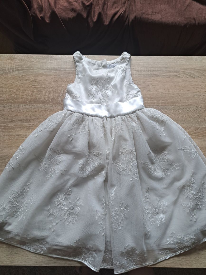 Sukienka ecru kwiaty wesele 98
