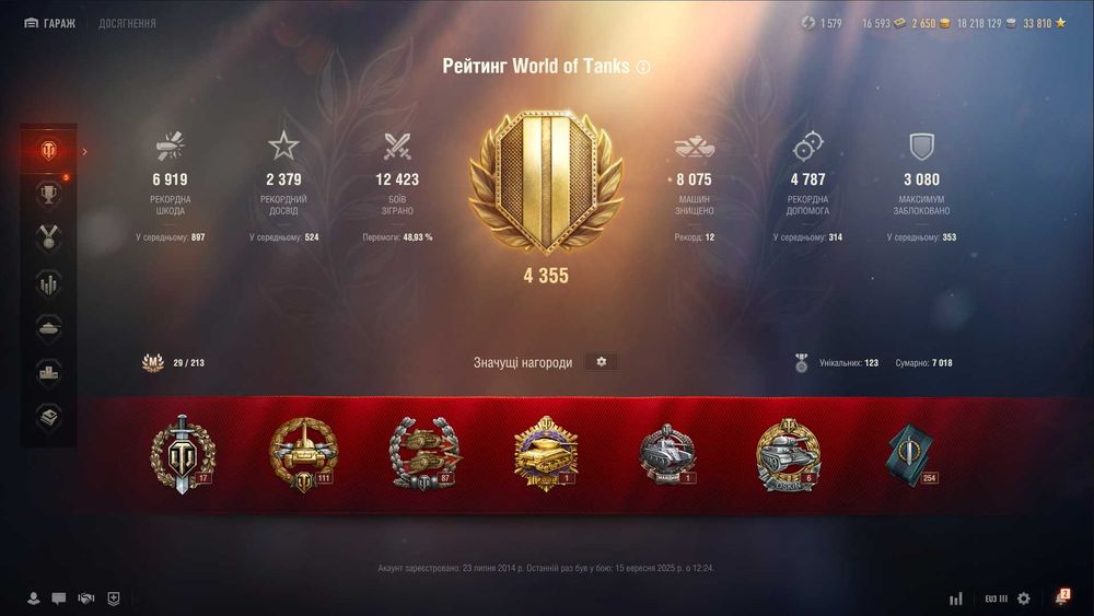 Акаунт WOT TANKS Особистий