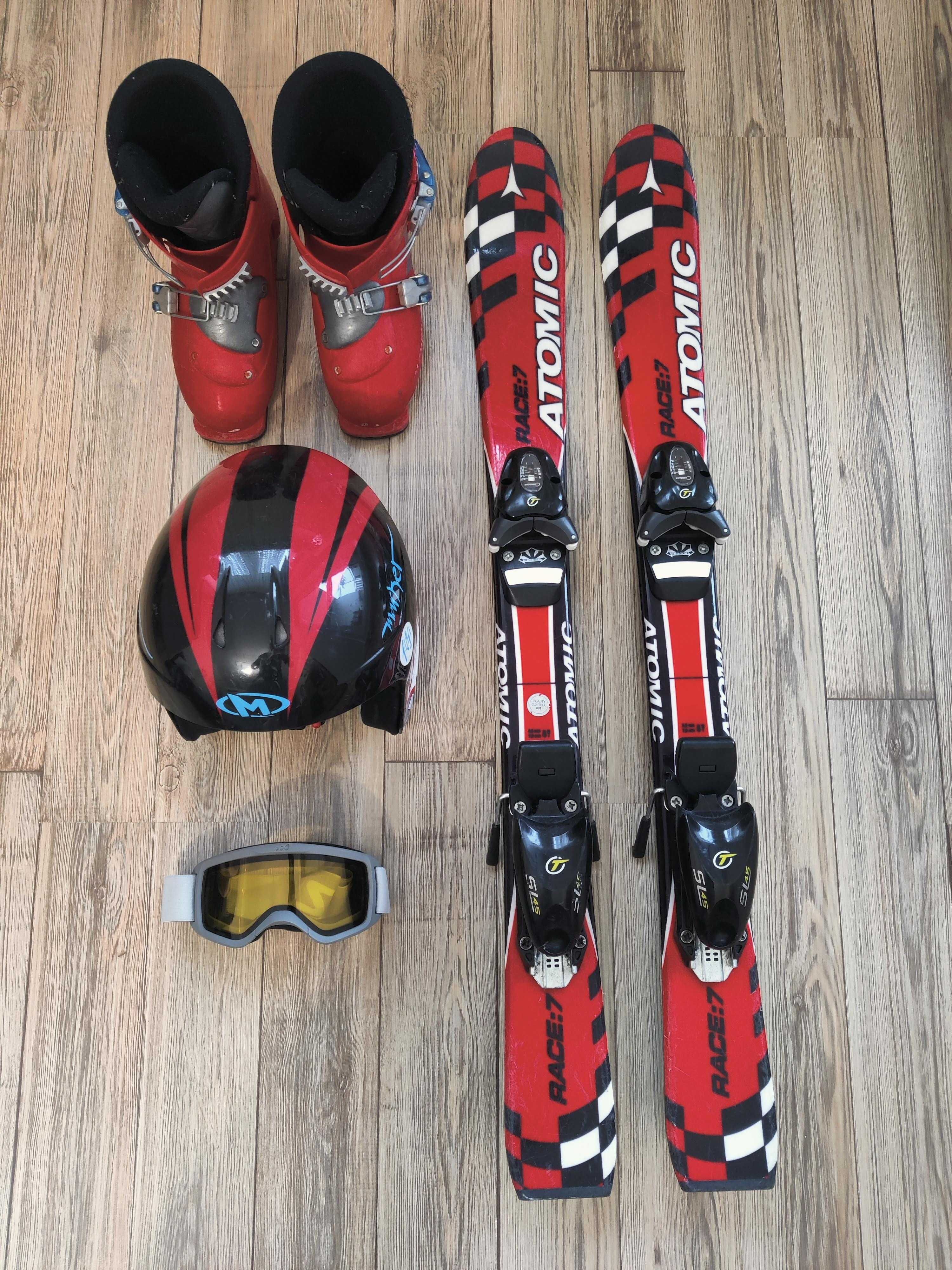 zestaw narciarski komplet dla dziecka: narty buty kask gogle