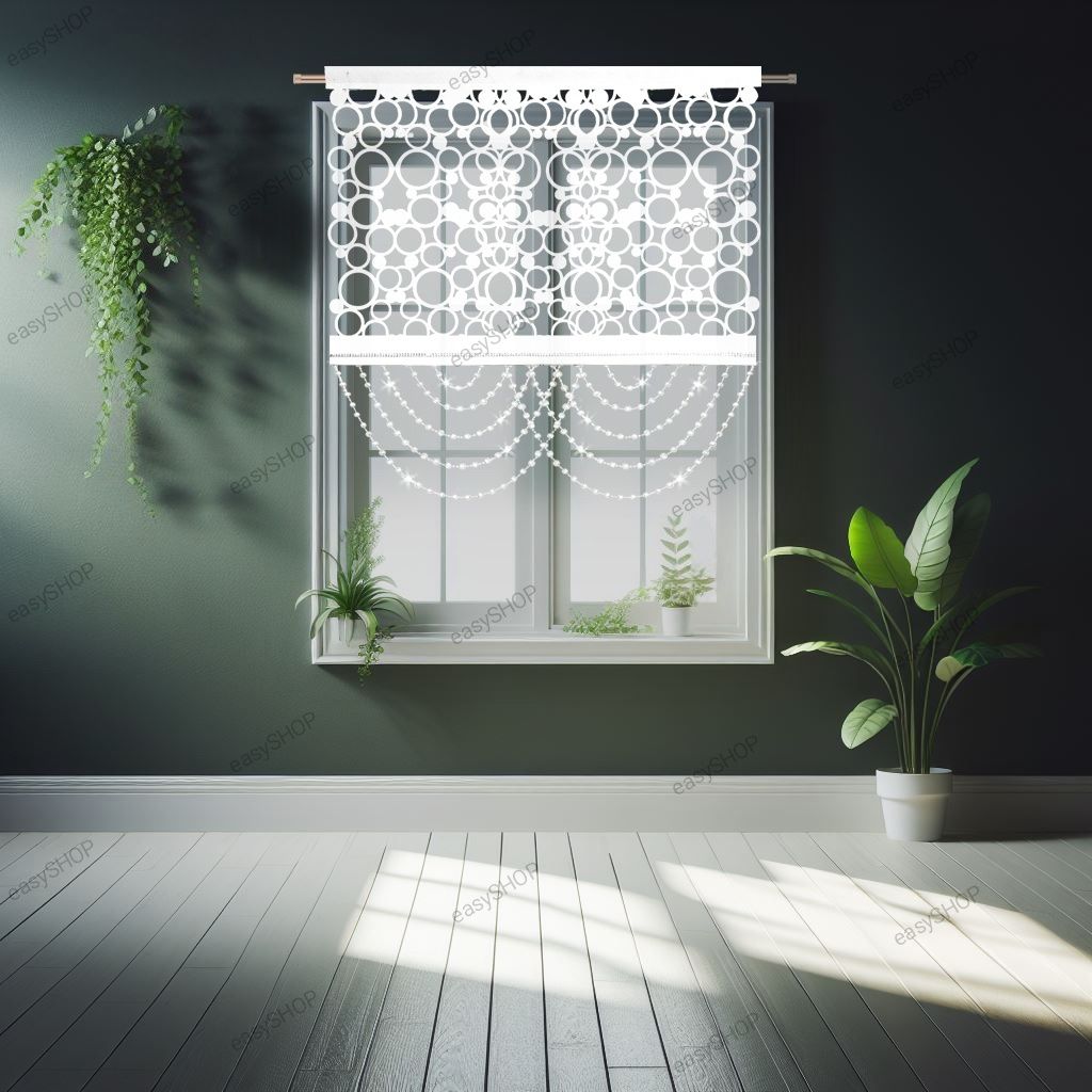 Biały panel ażurowy z koralikami 100x100