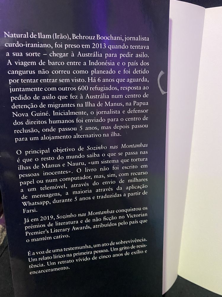 Livro “Sozinho nas Montanhas” de Behrouz Boochani