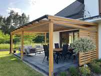 Zadaszenie tarasu z drewna bsh, pergola, ruchome deseczki
