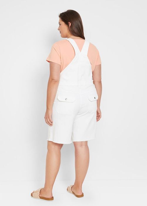 Jeansowe ogrodniczki białe krótkie 46.