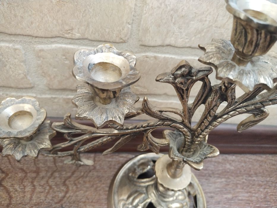 Канделябр на пять свечей латунь.