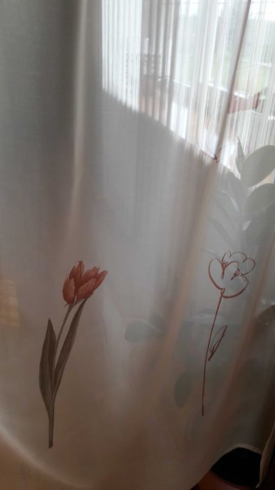 Pastelowy woal żółty-piaskowy firanka szer 160 x 150 wys tulipan