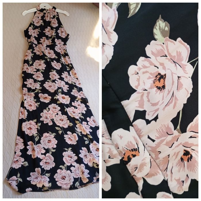 NEW LOOK 38r efektowna długa wieczorowa sukienka maxi w piwonii