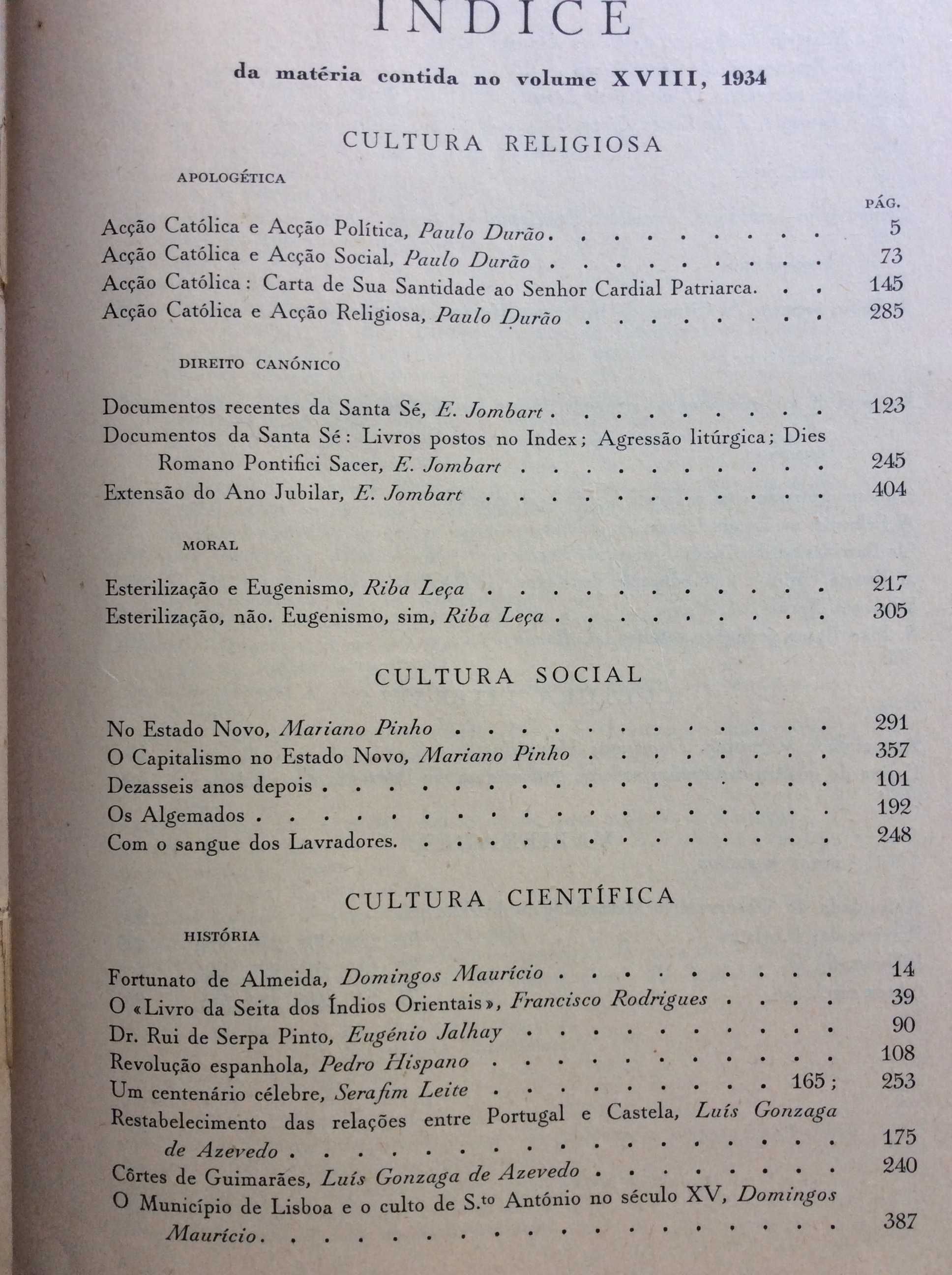 Brotéria - Revista de cultura contemp. 2 Volumes 1948. Ver índices