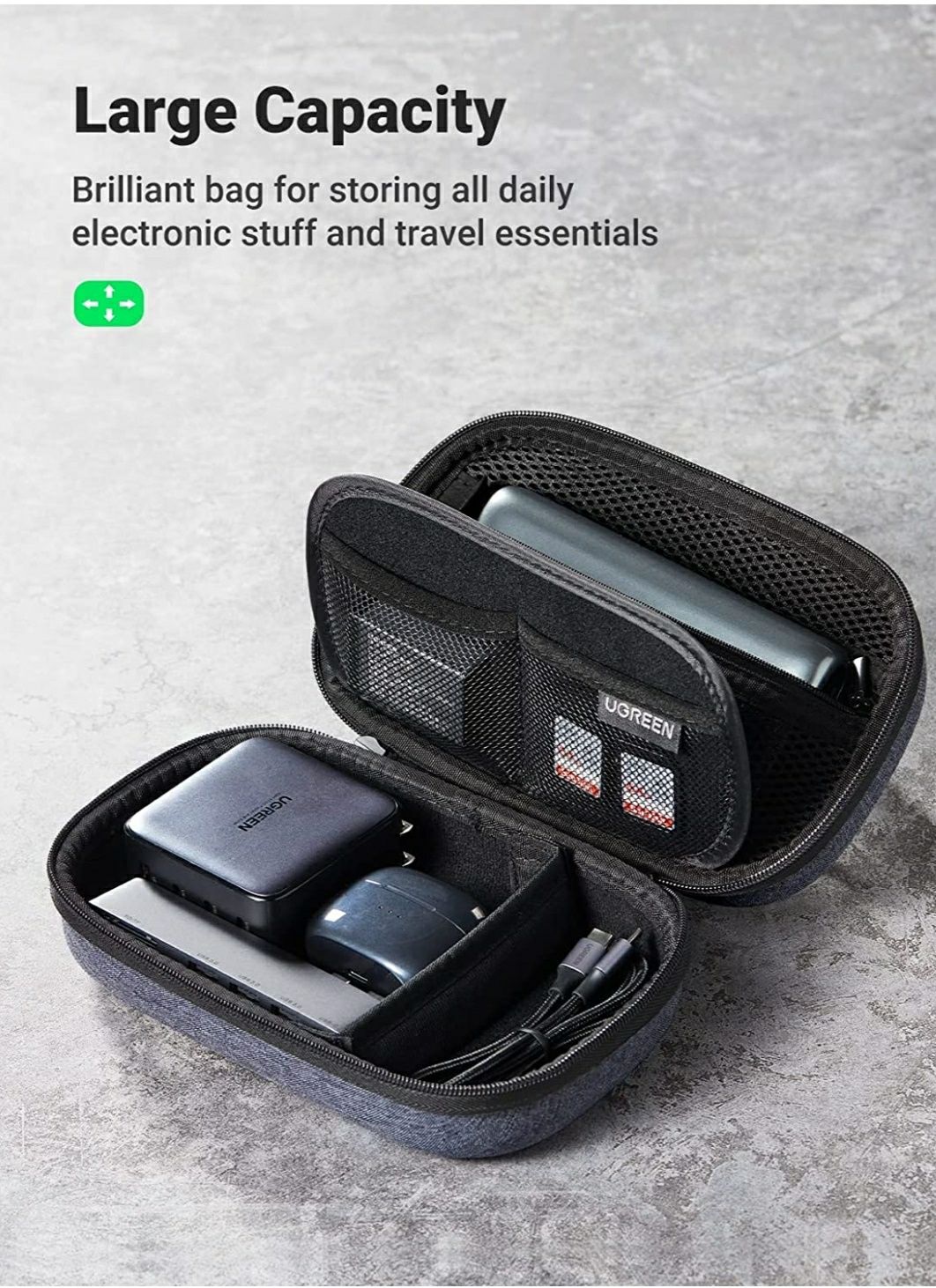 Ugreen travel case. Кейс для хранения повербанка, жёсткого диска и.т.д