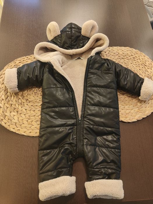 I love milk Kombinezon zimowy dziecięcy z uszami czarny 50/56 
Kombine