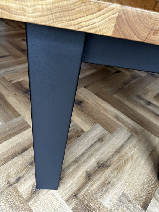 NOWY Stół dębowy z litego drewna  solidny, metalowe nogi loft