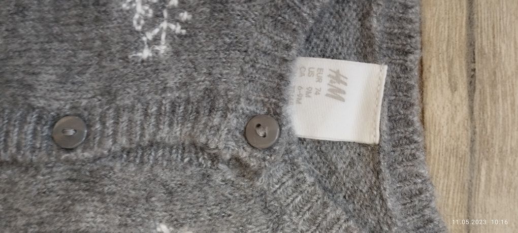 Sweterek sweter szary h&m rozmiar 74