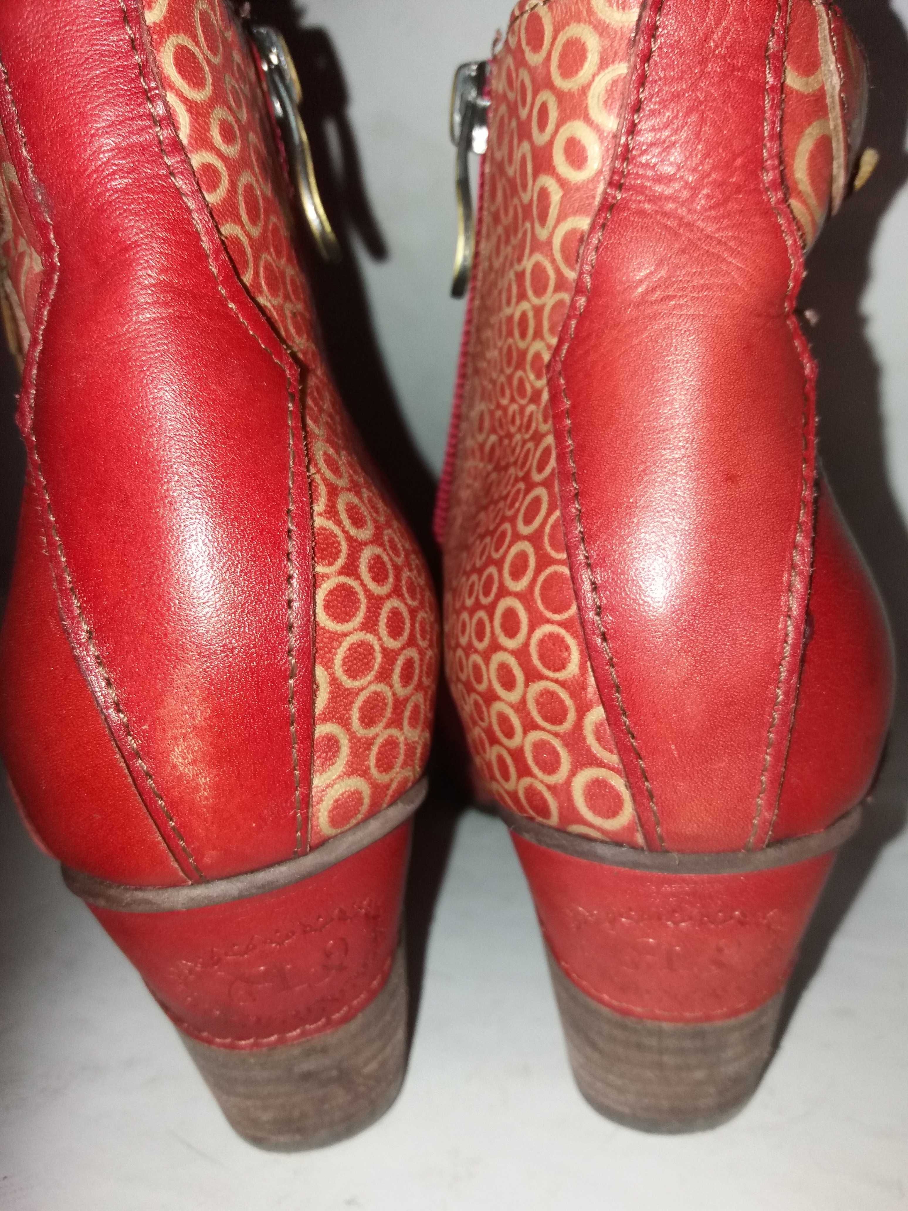 Ботинки красные женские на каблуке кожа Laura Vita 38р