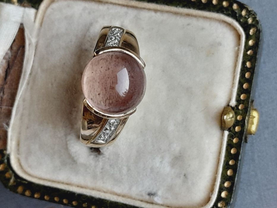 Pierścionek 5g Kocie Oko Złoto 9k Diamenty WYCENA