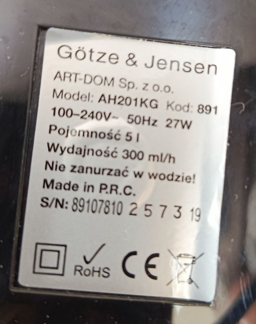 Nawilżacz powietrza plus funkcja jonizatora Gotze&Jensen ah210kg