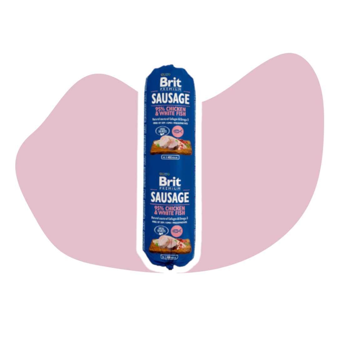 Brit Premium Sausage Adult Chicken White fish 6x800g Kurczak Ryba