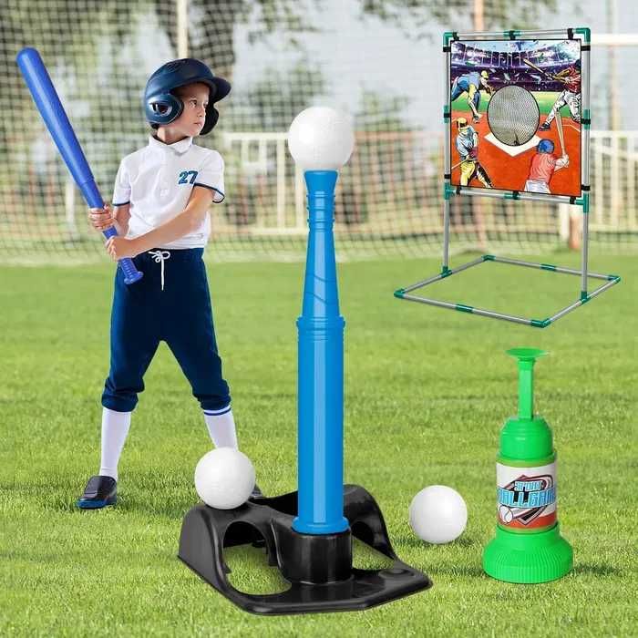 Gra w baseball zestaw treningowy dla dzieci tarcza kij piłki wyrzutnia