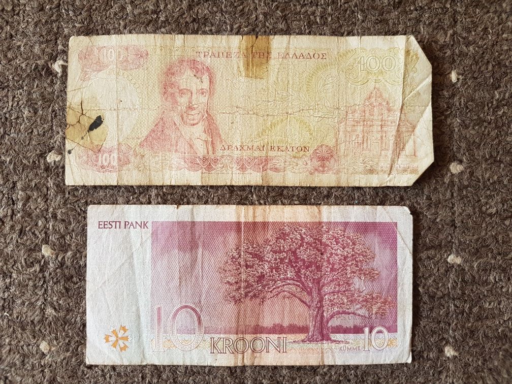 Banknoty litewski i grecki