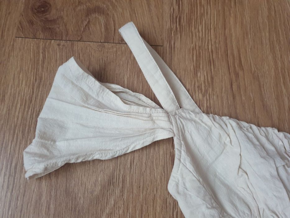 Beżowa letnia sukienka, bawełna M/L, boho