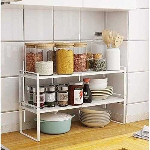 Prateleira de Metal Cozinha Extensível e Empilhável, 36~60x23x30 cm