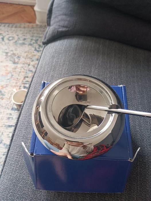 Açucareiro e colher Tom Dixon aço inoxidável