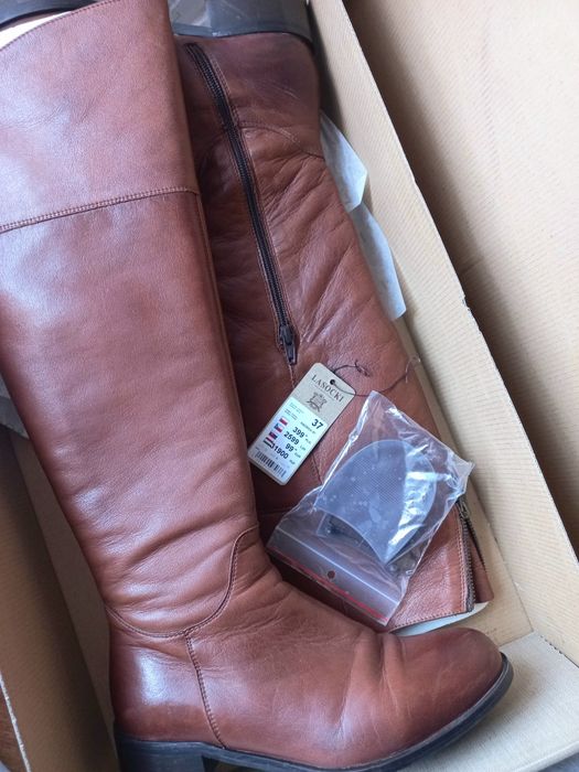 Lasocki skórzane oficerki 38 wysokie kozaki do kolan skóra naturalna