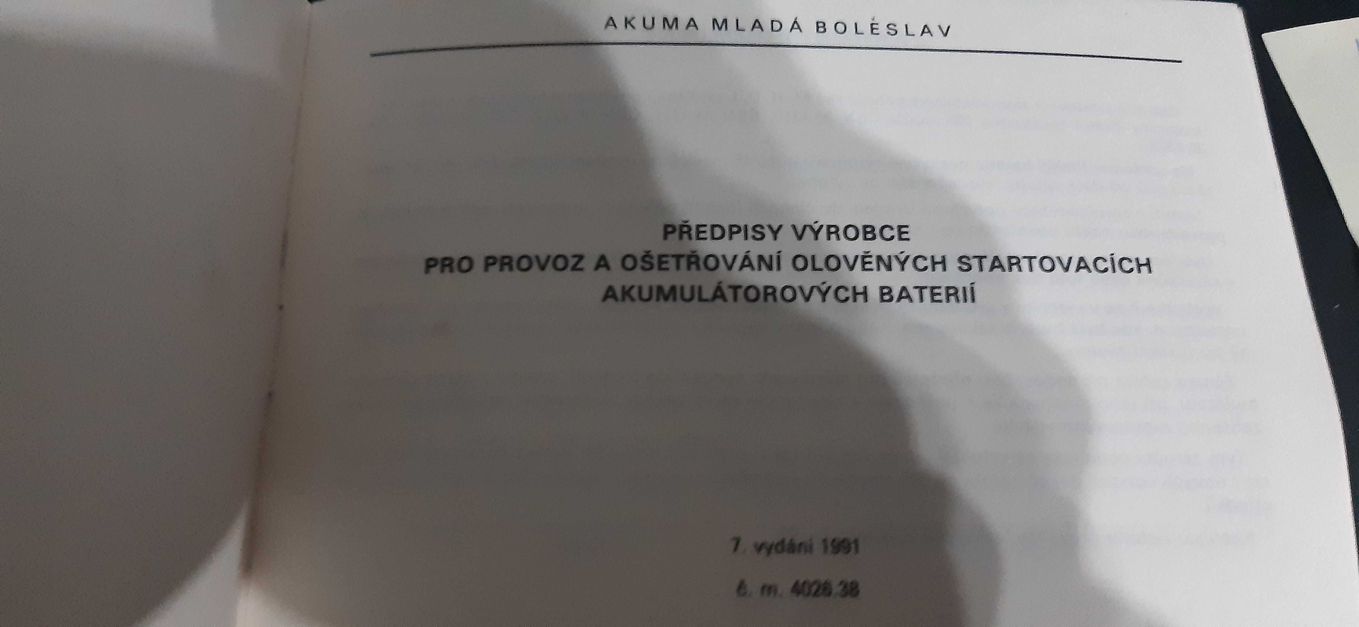 stara instrukcja czeska firmy akuma mlada boleslav z 1991r.