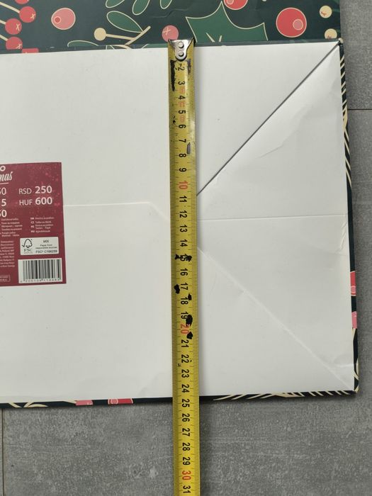 Torebka na prezenty ze świątecznym motywem ostrokrzewu, 50x50x25 cm