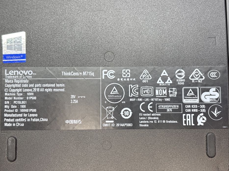 Mini Komputer ThinkCentre M715q / Amd Ryzen 3 Pro / 16 Gb Ram / 128GB