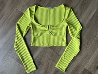 Zara S bluzka neon zielona crop top
