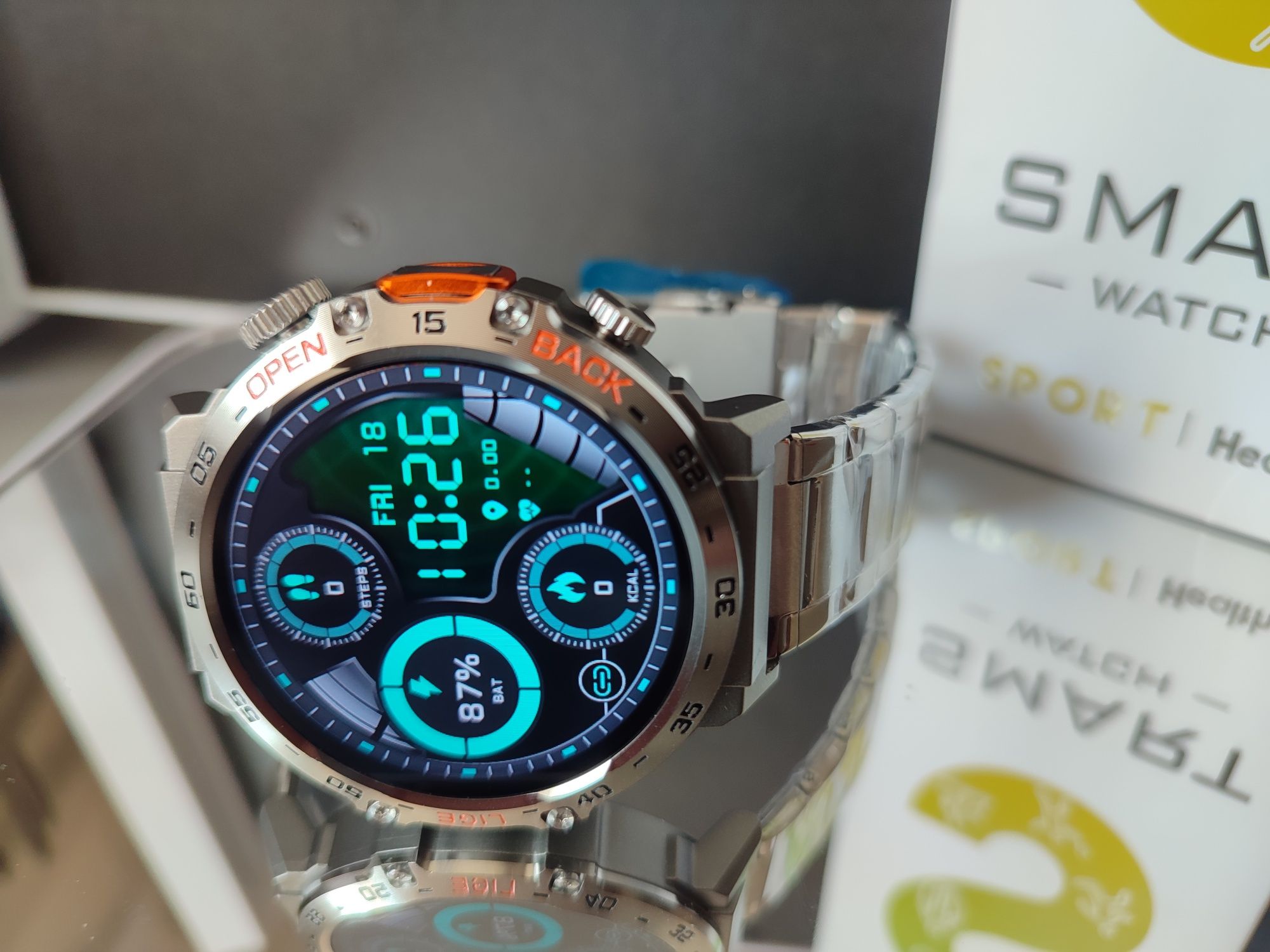 Nowy męski Smartwatch zegarek bluetooth branzoletka srebrny
