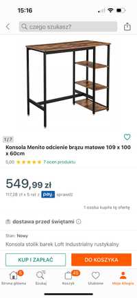 Konsola MENITO loft, biurko, barek