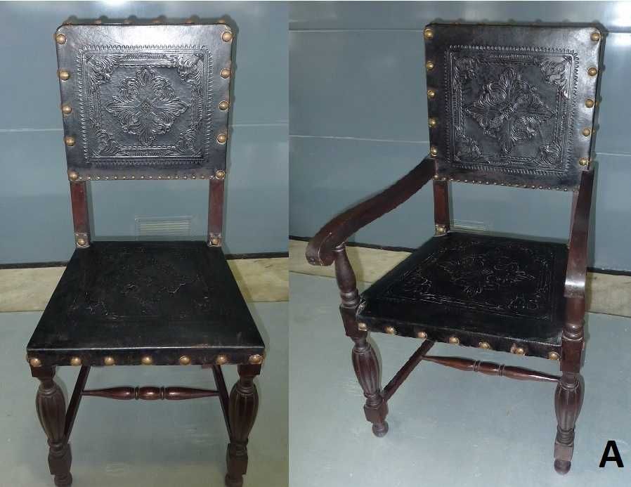 Lote de 5 cadeiras de pele