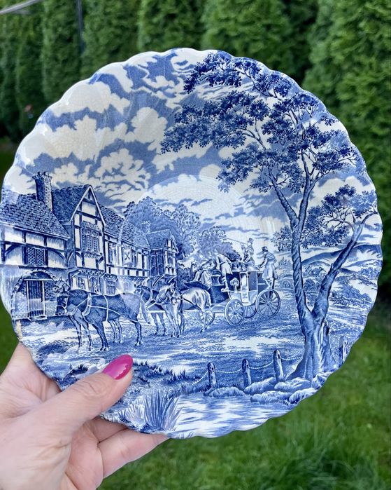 Zestaw obiadowy niebieska porcelana Angielska