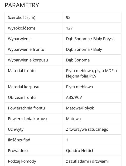 Komoda Julietta Meble Forte bialy połysk dąb sonoma