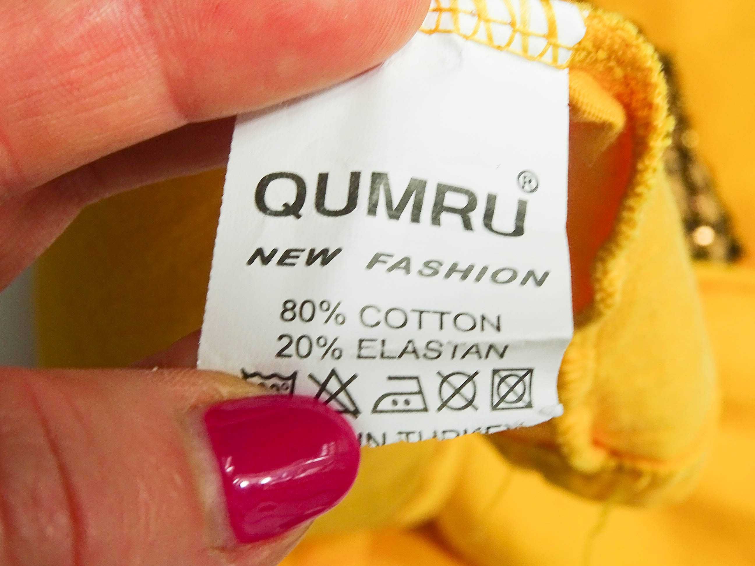 T-shirt Qumru zółty z pomarańczowym kobieta cekiny