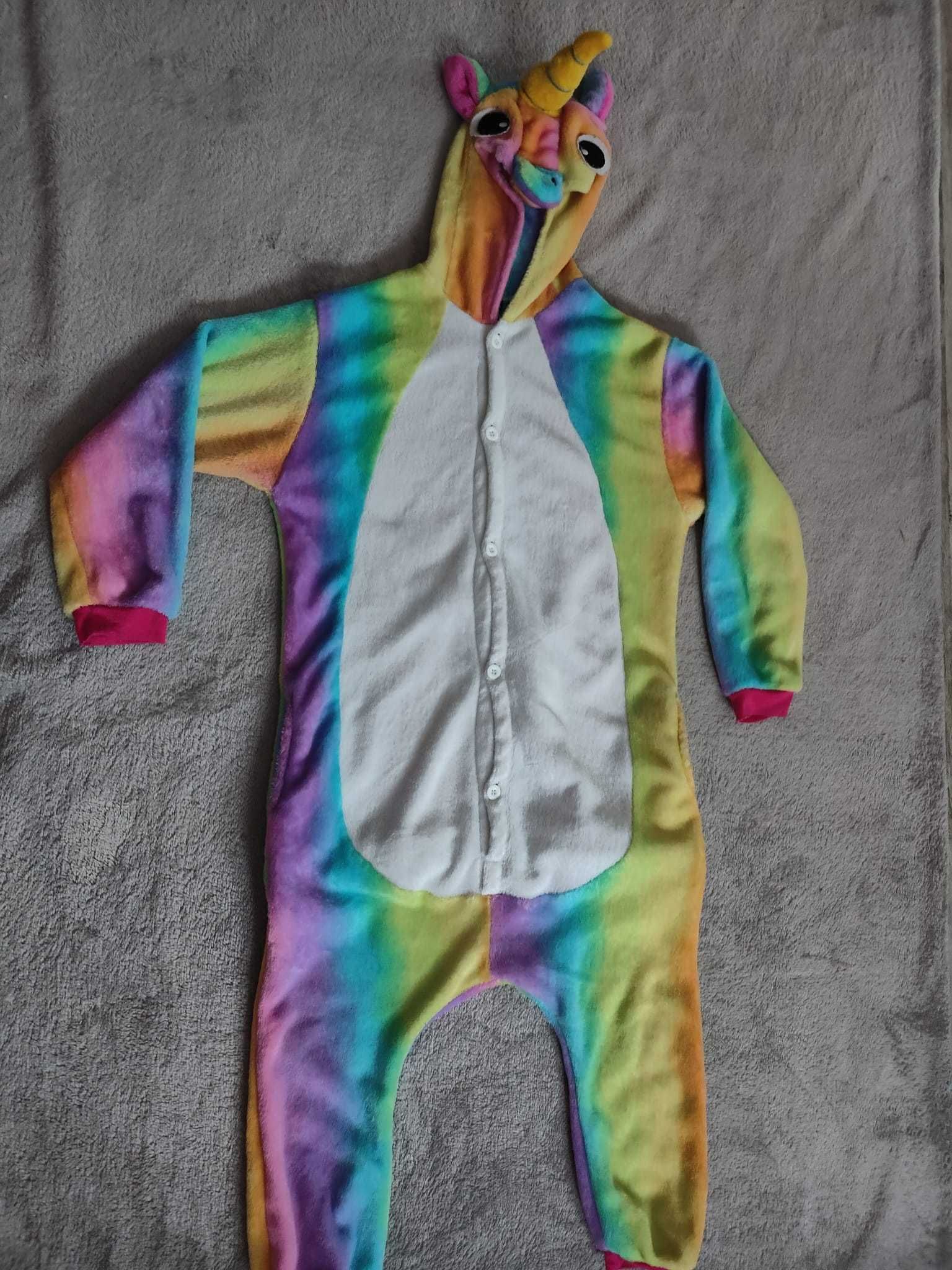 Jednorożec strój kigurumi tęczowy piżama dla dzieci 134-140 onesie