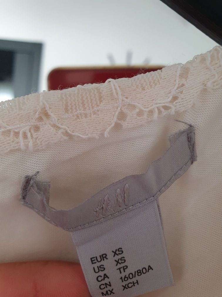 Sukienka H&M gipiura koronkowa midi xs 34 ecru