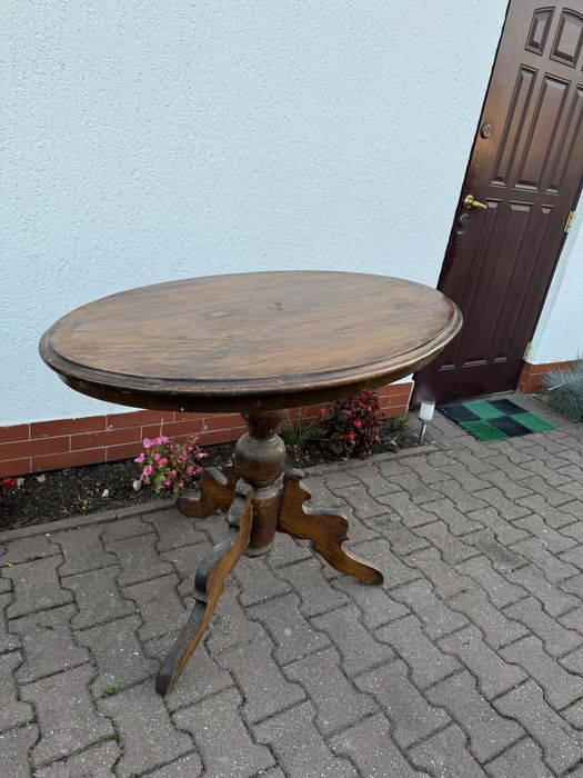 Stol elipsa na 1 nodze stary wysoki